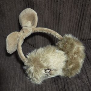 Brown Furry Earmuffs with Bow